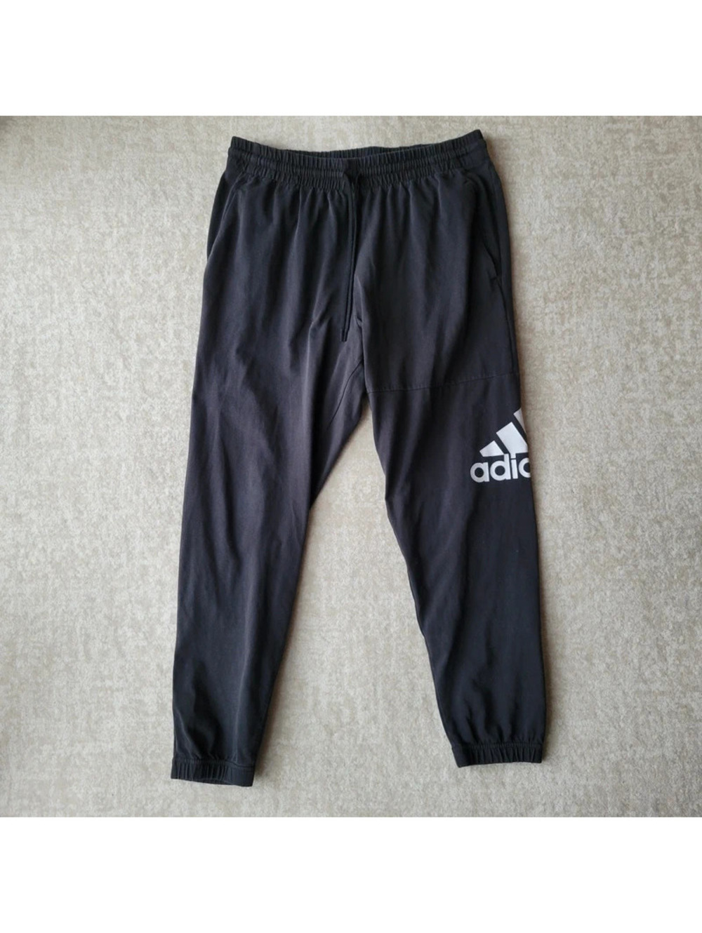Adidas Essential Sweatpants Mens Large Black Pockets Reg Fit Drawstring Jogger